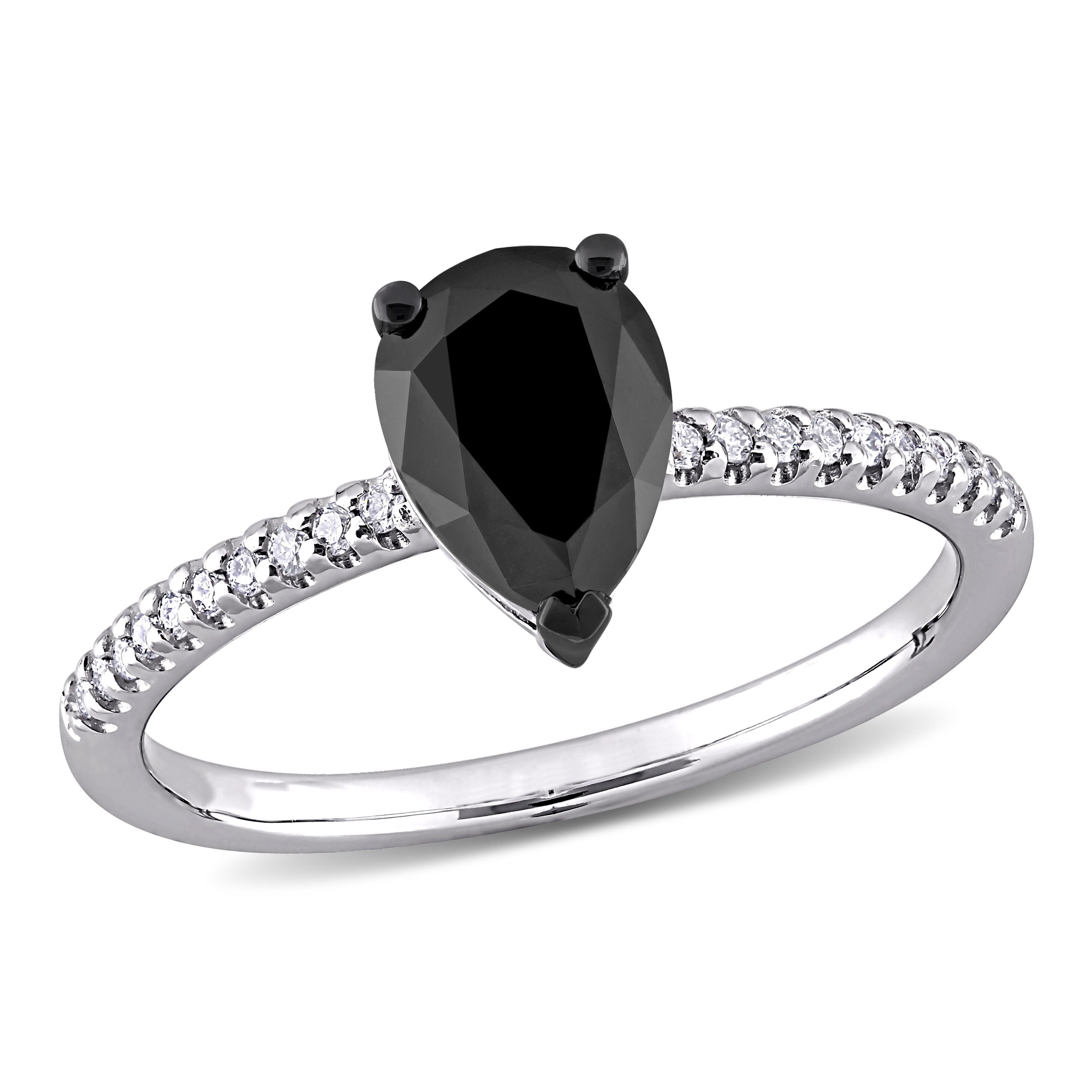 Miadora 14k White Gold 1 1/10ct TDW Diamond Teardrop Solitaire Engagement Ring