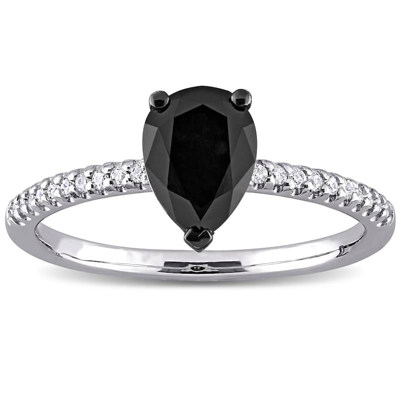 Miadora 14k White Gold 1 1/10ct TDW Diamond Teardrop Solitaire Engagement Ring