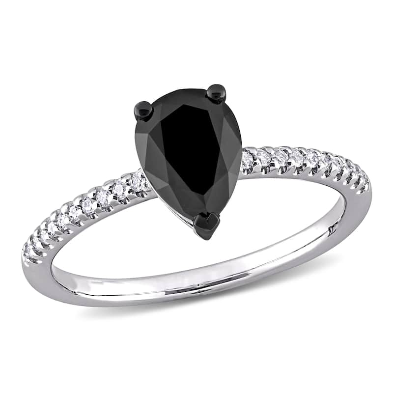 Miadora 14k White Gold 1 1/10ct TDW Diamond Teardrop Solitaire Engagement Ring
