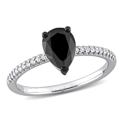 Miadora 14k White Gold 1 1/10ct TDW Diamond Teardrop Solitaire Engagement Ring