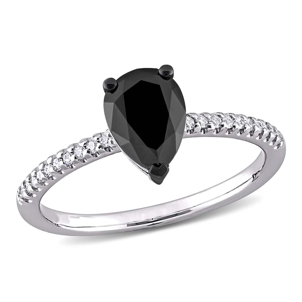 Miadora 14k White Gold 1 1/10ct TDW Diamond Teardrop Solitaire Engagement Ring
