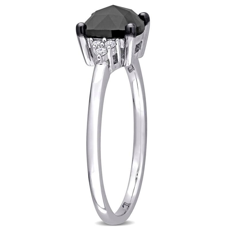 Miadora 14k White Gold 1 1/3ct TDW Cushion-cut Black and White Diamond Engagement Ring