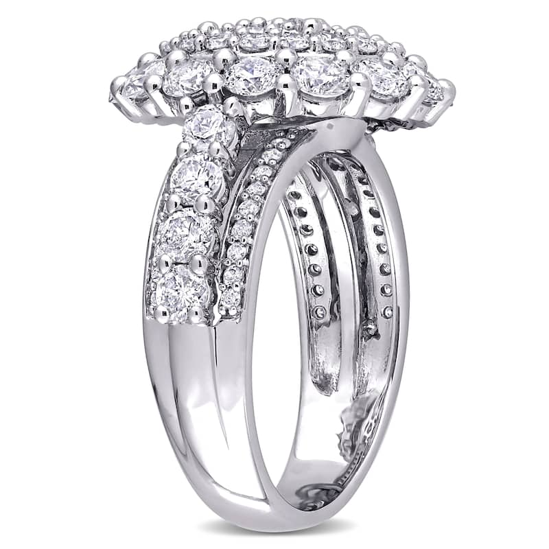 Miadora 14k White Gold 3ct TDW Diamond Triple Halo Cluster Engagement Ring