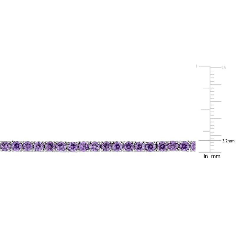 Miadora Sterling Silver Purple Cubic Zirconia Tennis Bracelet