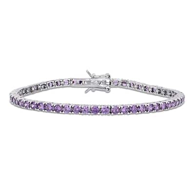 Miadora Sterling Silver Purple Cubic Zirconia Tennis Bracelet
