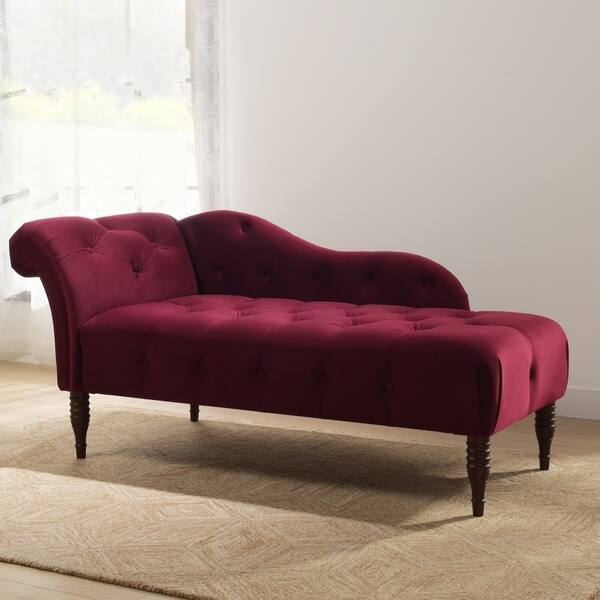 Carson Carrington Seville Velvet Right Arm Facing Tufted Chaise Lounge Overstock 30733548