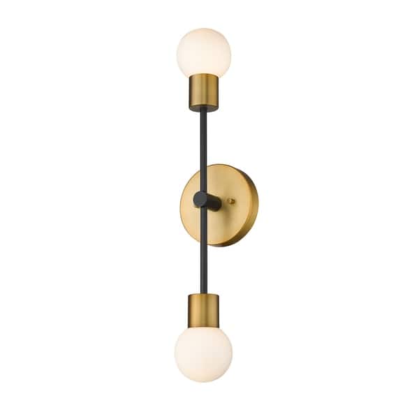 slide 1 of 1, Neutra 2 Light Wall Sconce - Matte Black + Foundry Brass