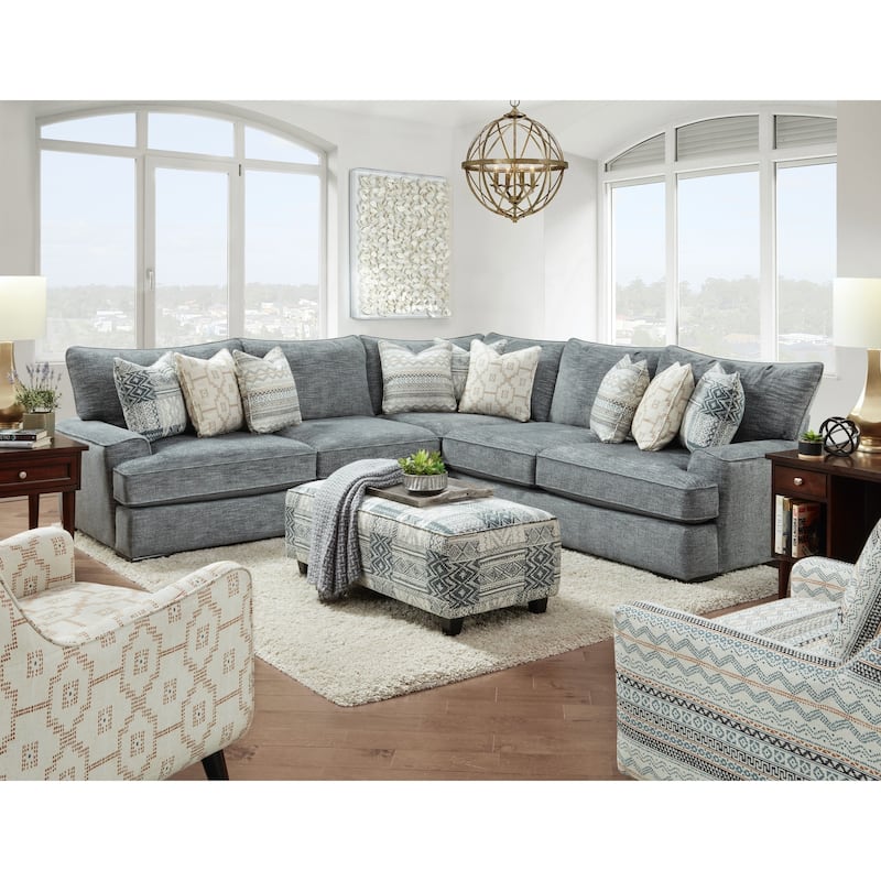 Transitional Handwoven Slate Stationary Sectional