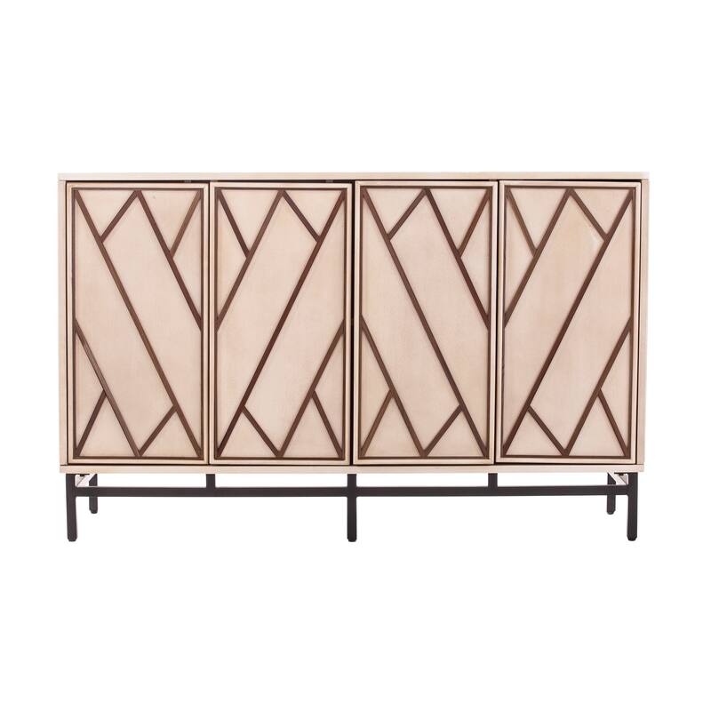 SEI Furniture Breslin Cream Wood 4 Door Buffet Sideboard Accent Cabinet
