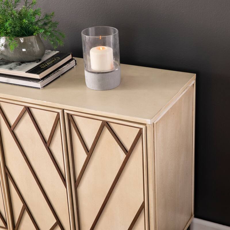 SEI Furniture Breslin Cream Wood 4 Door Buffet Sideboard Accent Cabinet