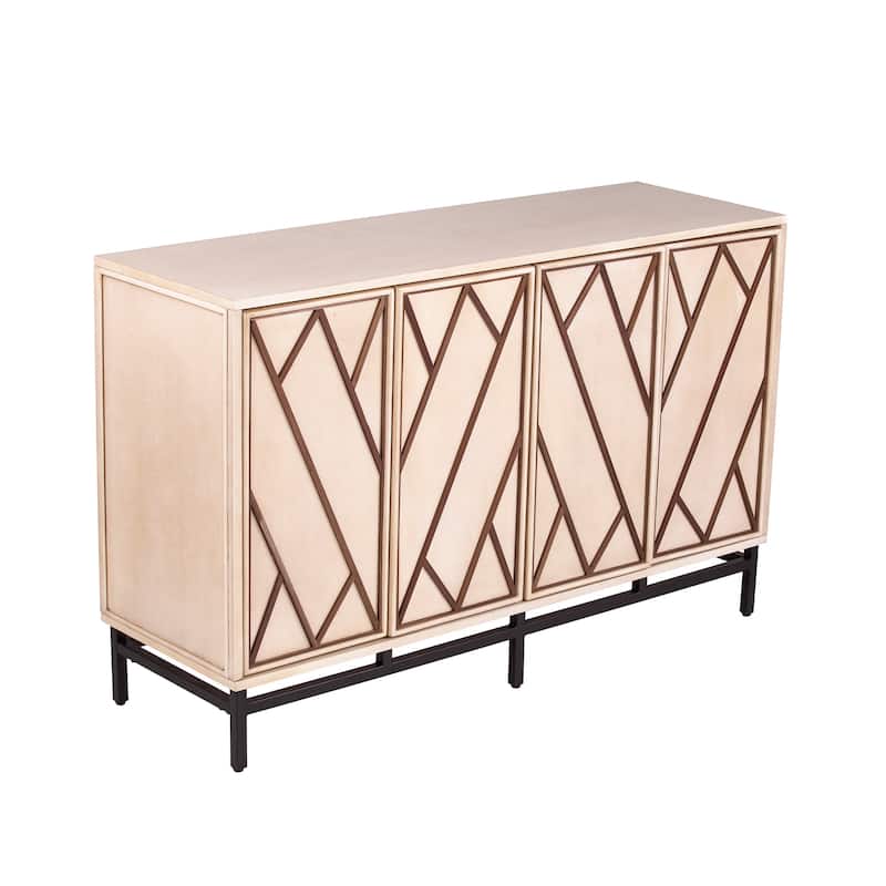 SEI Furniture Breslin Cream Wood 4 Door Buffet Sideboard Accent Cabinet