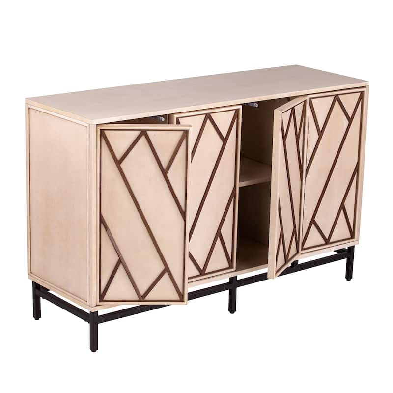 SEI Furniture Breslin Cream Wood 4 Door Buffet Sideboard Accent Cabinet
