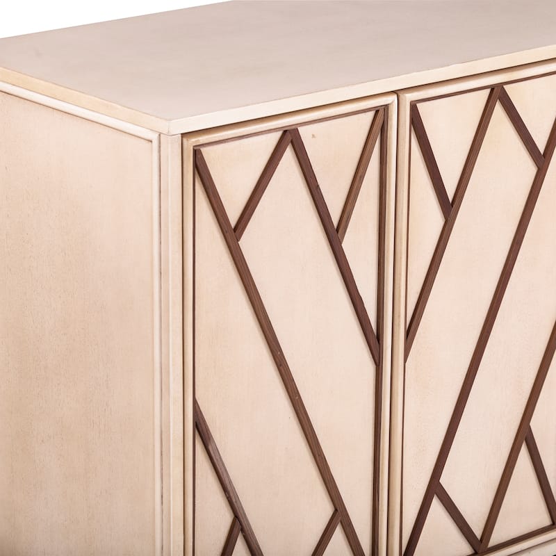 SEI Furniture Breslin Cream Wood 4 Door Buffet Sideboard Accent Cabinet