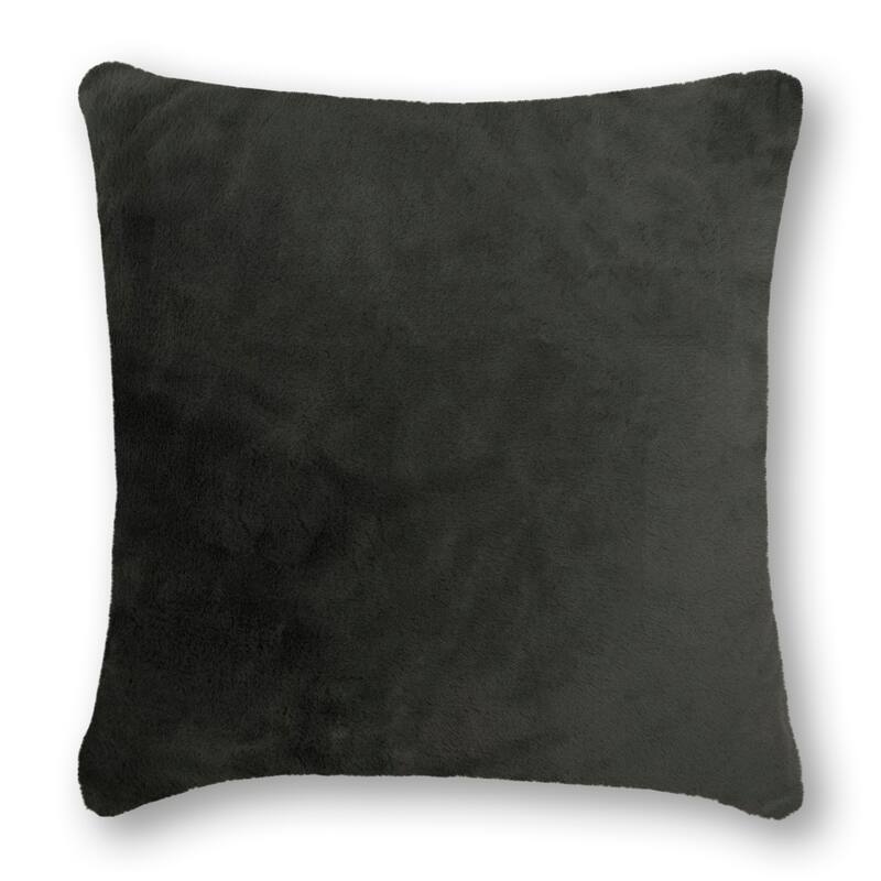 Olivia Quido Lux Grey Luxury Faux Fur 24-inch Pillow