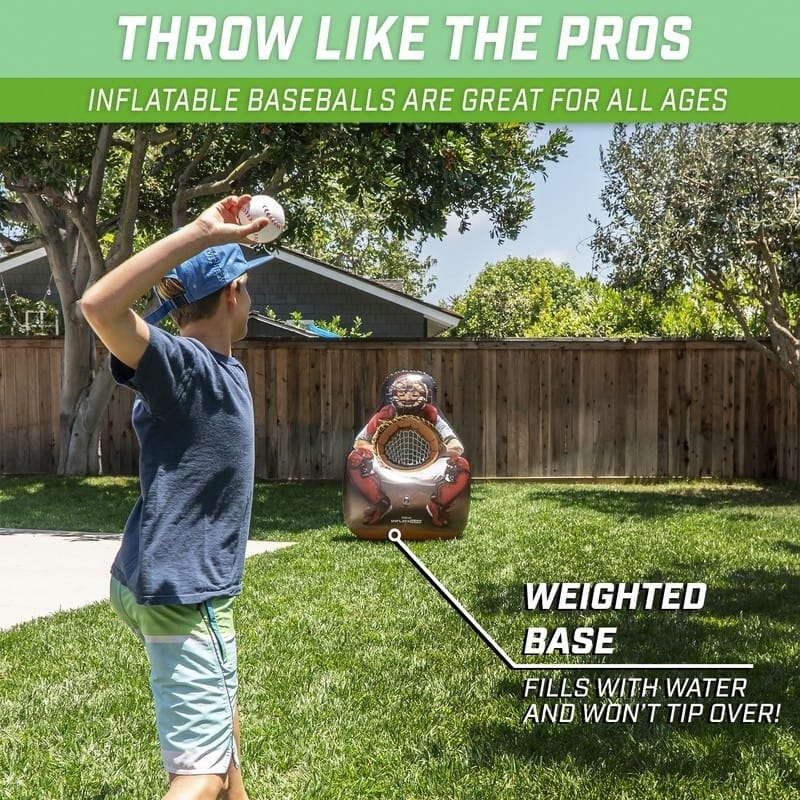 GoSports Inflataman Baseball Toss Challenge | Inflatable Catcher Strike Zone Pitching Game