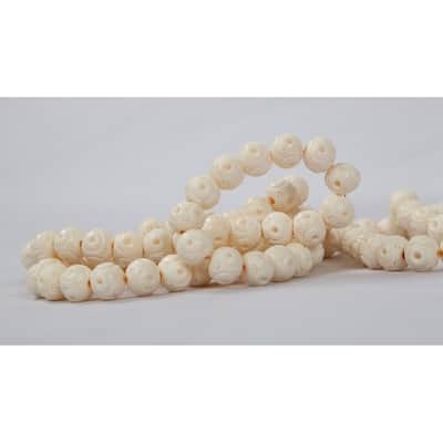 Artissance White Bone Decorative Bead with Carving, 27 Inch Long