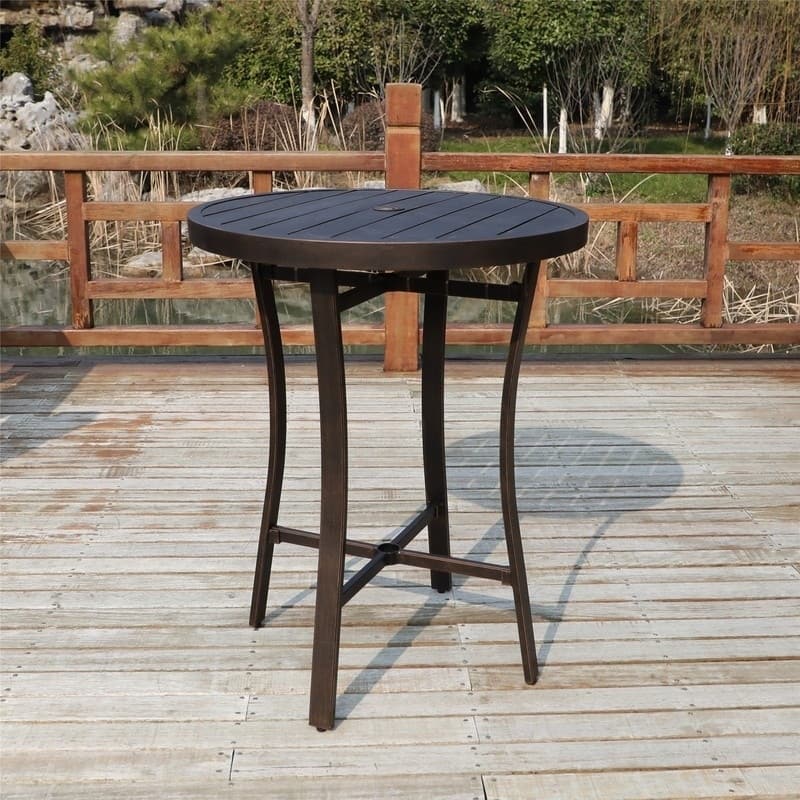 La Jolla Outdoor Aluminum 32 Inch Round Bar High Table