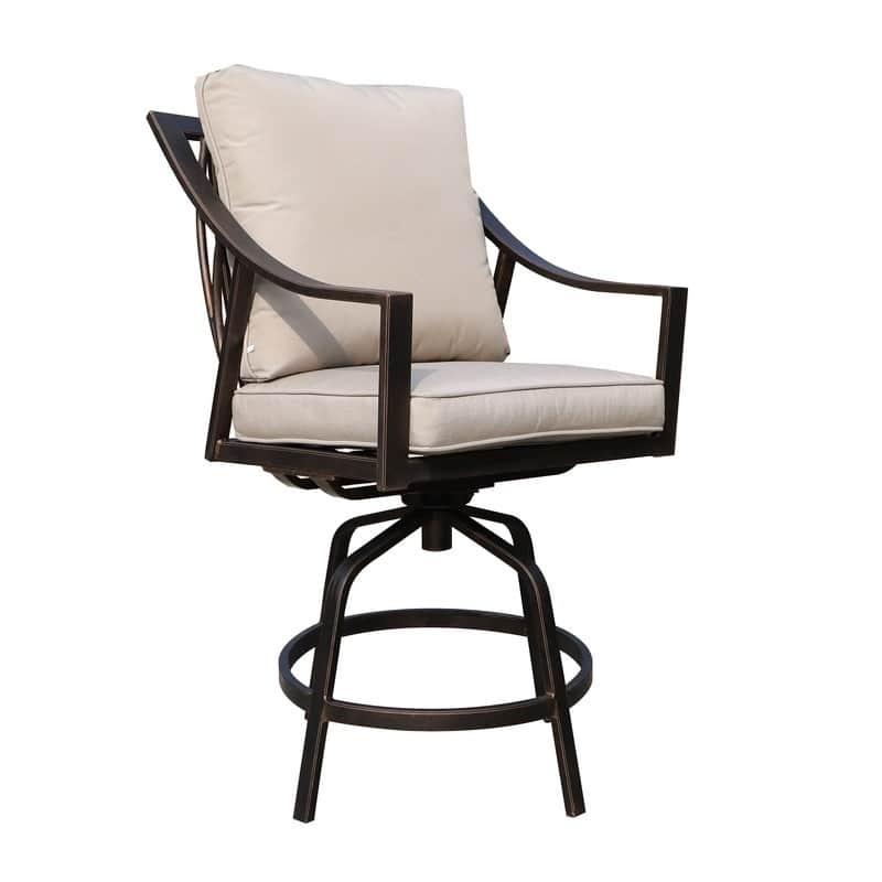 La Jolla Outdoor Aluminum Swivel Bar Stool with Cushion