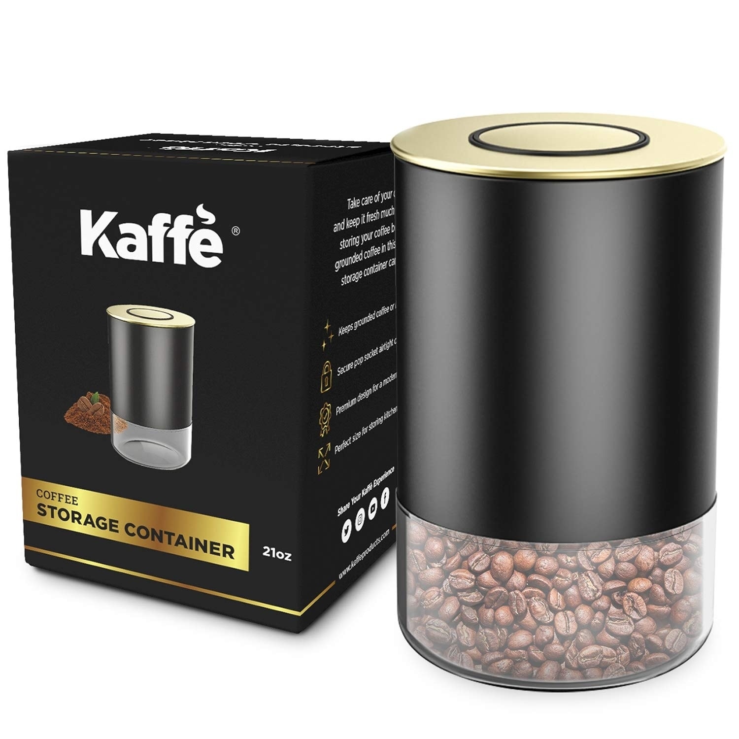 Kf3030g Coffee Canister 21oz Gl Storage Container By Kaffe Kf3030g Coffee Canister 21oz Gl