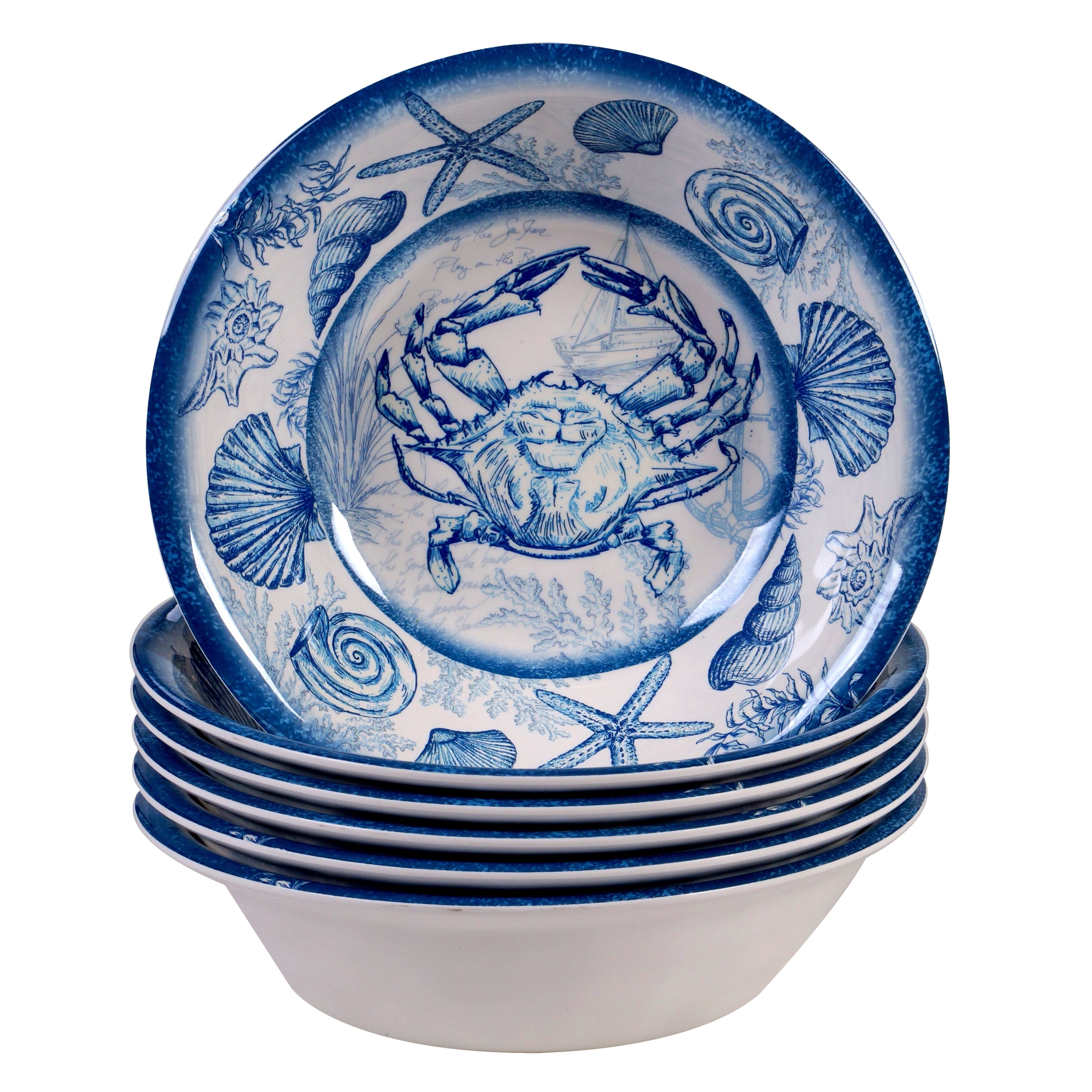 Certified International Oceanic 7.5-inch Melamine All Purpose Bowl (Set of 6)