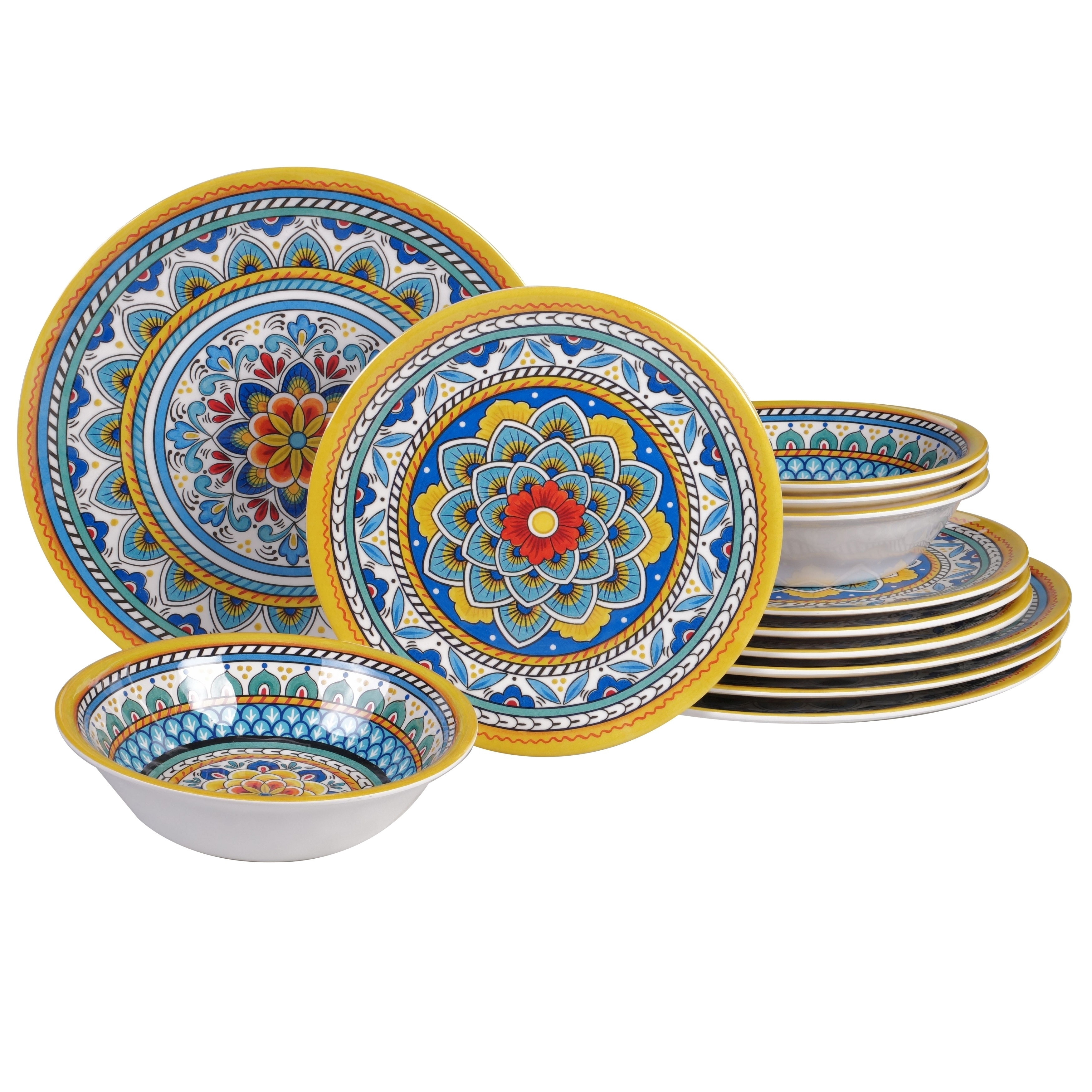 Certified International Portofino 12-piece Melamine Dinnerware Set (Service for 4)