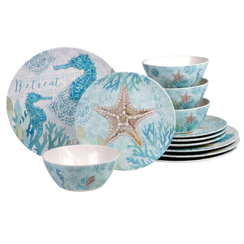 Certified International Beachcomber 12-piece Melamine Dinnerware Set (Service for 4)