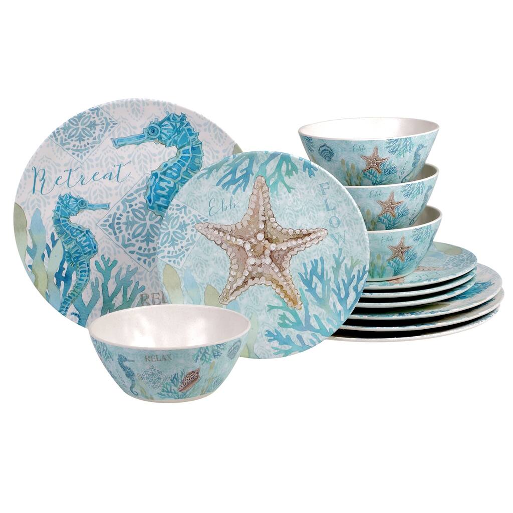 Certified International Beachcomber 12-piece Melamine Dinnerware Set (Service for 4)