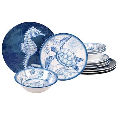 Certified International Oceanic 12-piece Melamine Dinnerware Set (Service for 4)
