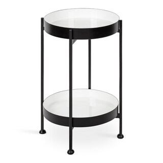 Kate and Laurel  Nira Two-Tiered Metal Side Table - 15x15x24 (Black/White)