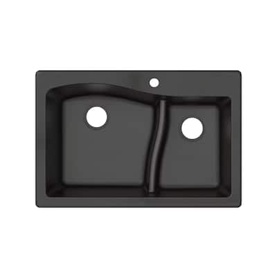 Transolid Aversa SilQ Granite 33-in. Drop-in Kitchen Sink with 1 B Faucet Hole
