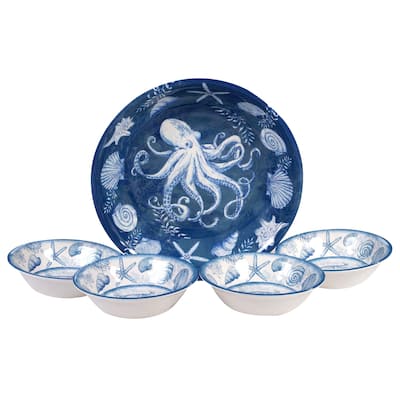 Certified International Oceanic 5-piece Melamine Salad/Serving Set - Blue