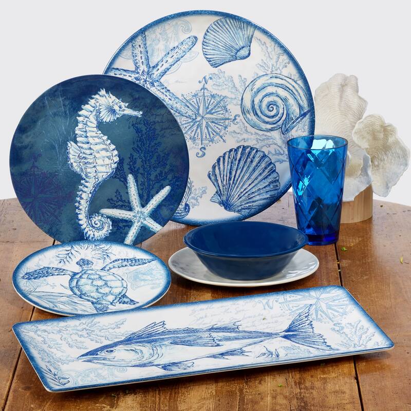 Certified International Oceanic 3-piece Melamine Hostess Set - Blue