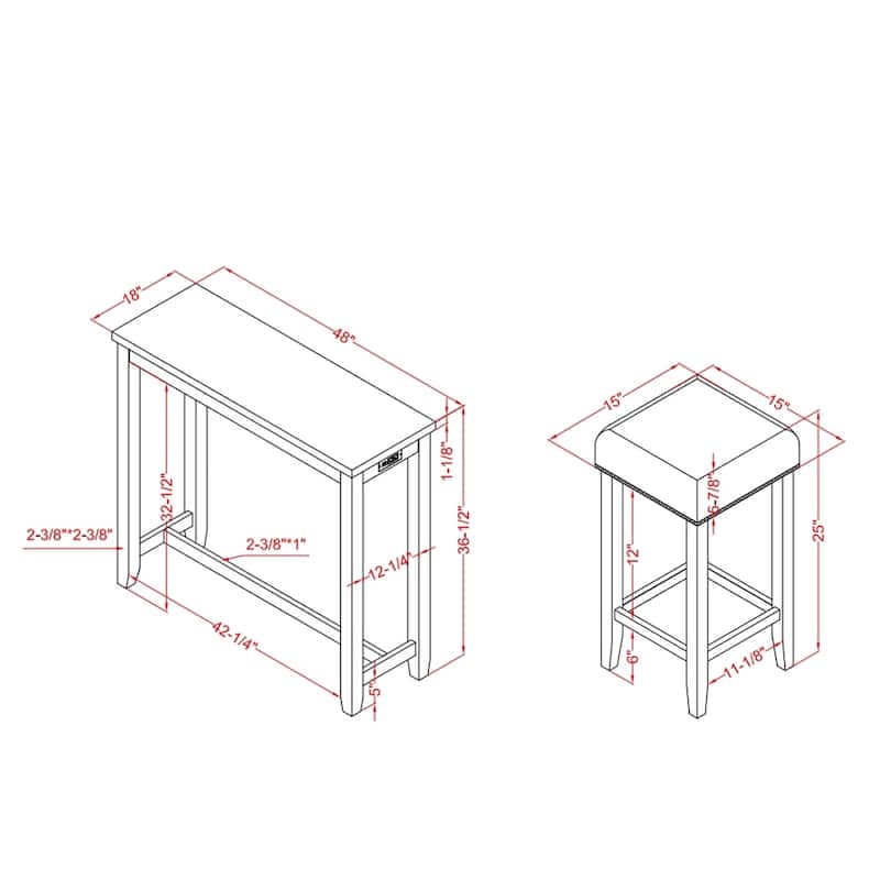Chester Transitional Wood Counter Height Dining Set with USB and Power Outlets by Furniture of America