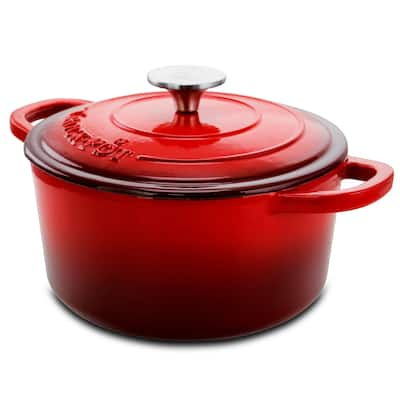 Crock-pot Artisan 3 Qt Enameled Cast Iron Casserole with Lid in Red - N/A