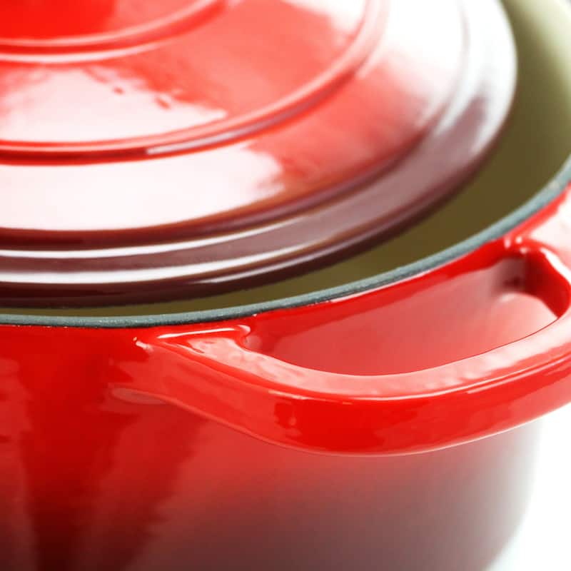 Crock-pot Artisan 3 Qt Enameled Cast Iron Casserole with Lid in Red