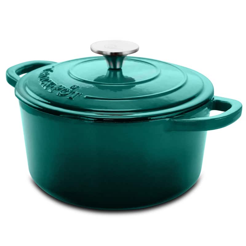 Crock-pot Artisan 3 Qt Enameled Cast Iron Casserole with Lid in Teal