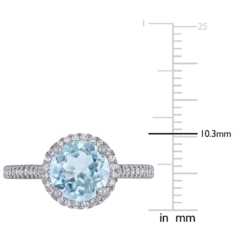 Miadora 14k White Gold Aquamarine & 1/4ct TDW Diamond Halo Engagement Ring