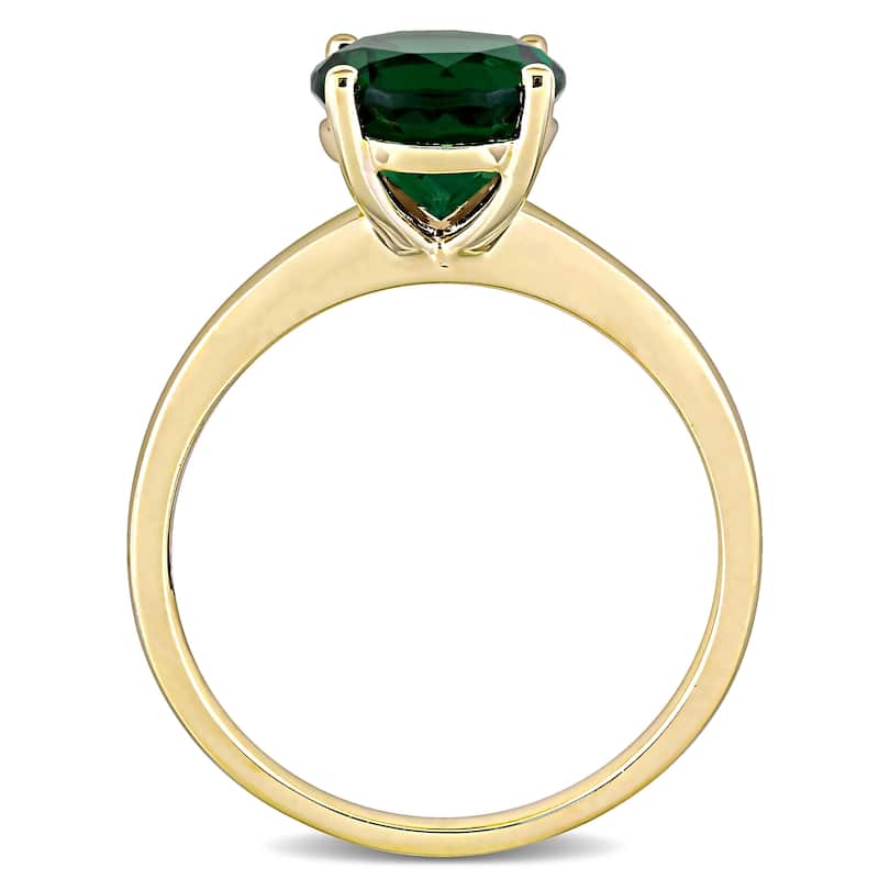 Miadora 10k Yellow Gold Created Emerald Solitaire Engagement Ring