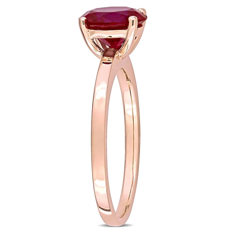 Miadora 10k Rose Gold Created Ruby Solitaire Engagement Ring
