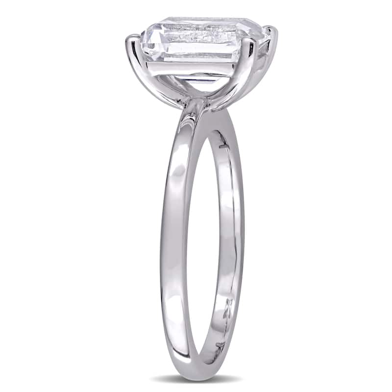 Miadora 10k White Gold Emerald-cut Created White Sapphire Solitaire Engagement Ring