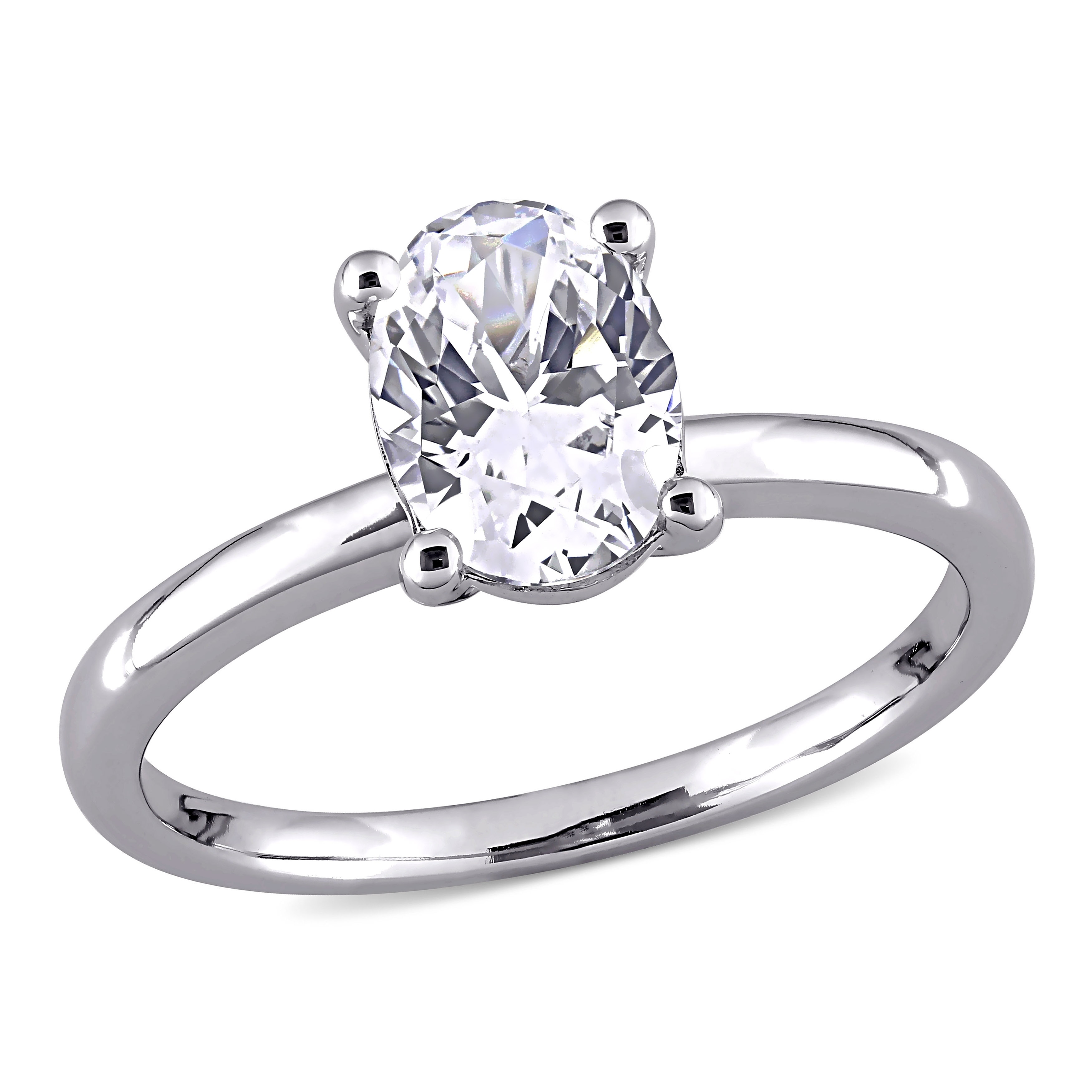 Miadora 10k White Gold Oval-cut Created White Sapphire Solitaire Engagement Ring