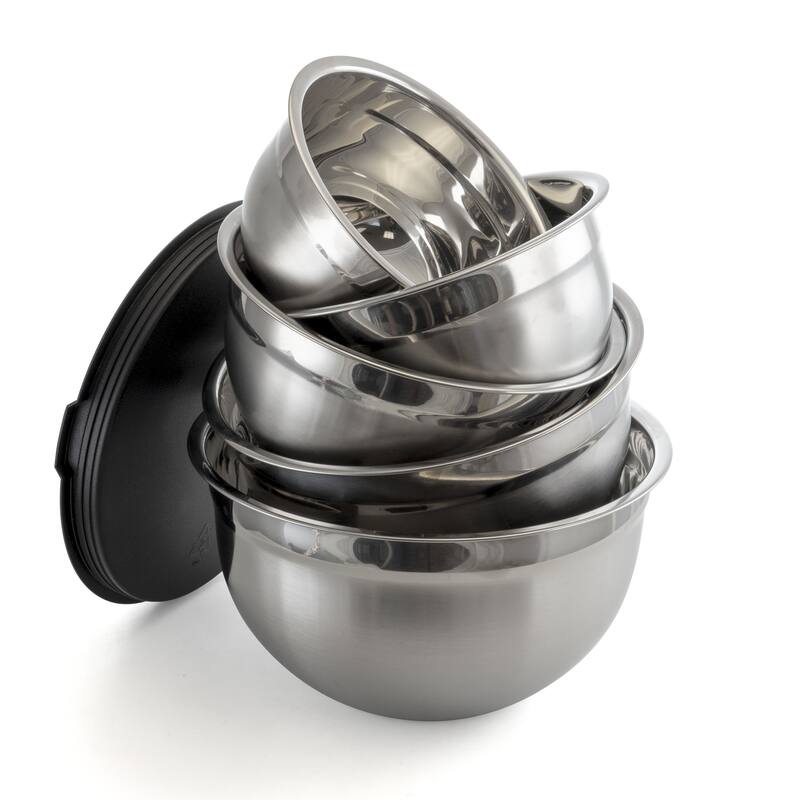 MegaChef 5Pc Multipurpose Non Slip Stackable Mixing Bowl Set with Lids