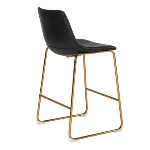Black PU leather counter stool with Gold base. Set of 4