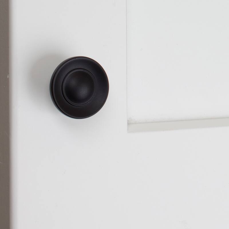 GlideRite 5-Pack 1 in. Matte Black Round Ring Button Cabinet Knobs - Matte Black