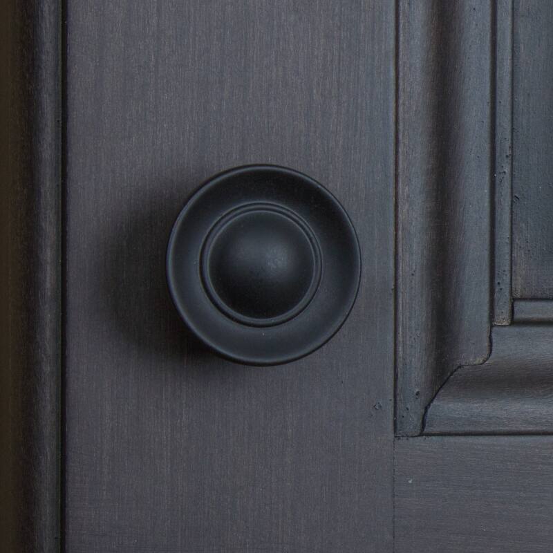 GlideRite 5-Pack 1 in. Matte Black Round Ring Button Cabinet Knobs - Matte Black