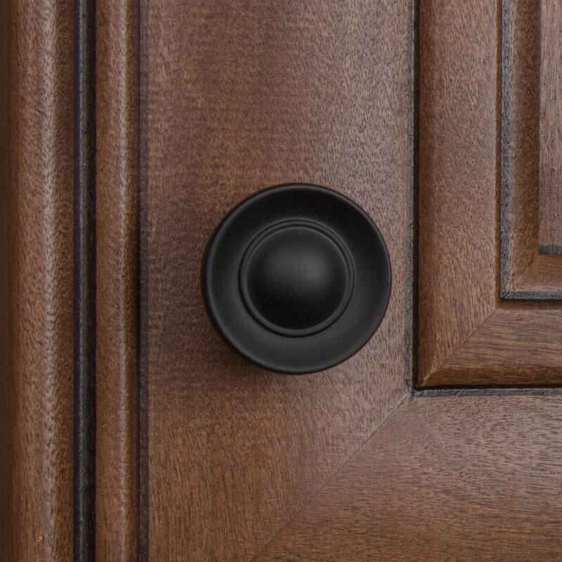 GlideRite 5-Pack 1 in. Matte Black Round Ring Button Cabinet Knobs - Matte Black