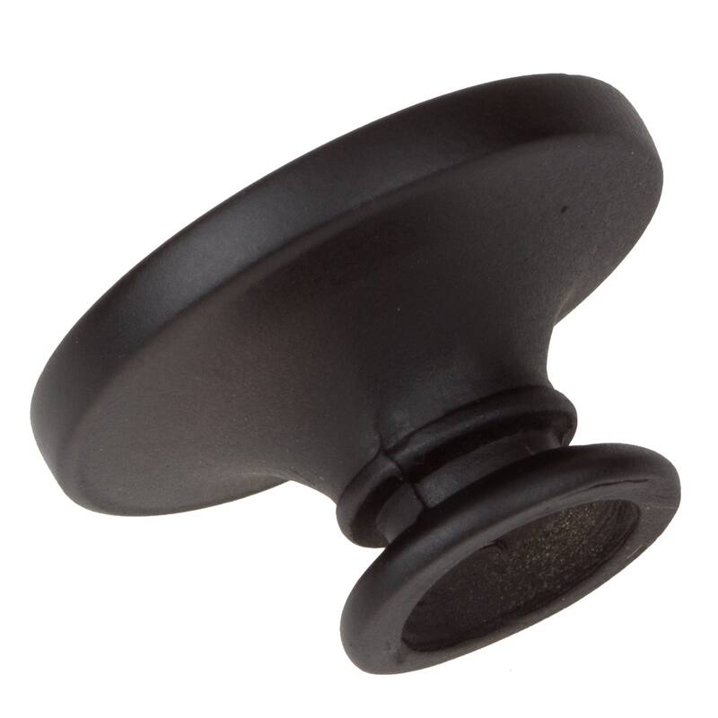 GlideRite 5-Pack 1 in. Matte Black Round Ring Button Cabinet Knobs - Matte Black