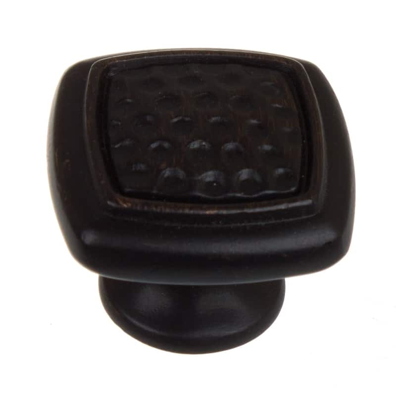 GlideRite 5-Pack 1-1/4 in Rubbed Bronze Dimpled Square Cabinet Knobs - Oil Rubbed Bronze