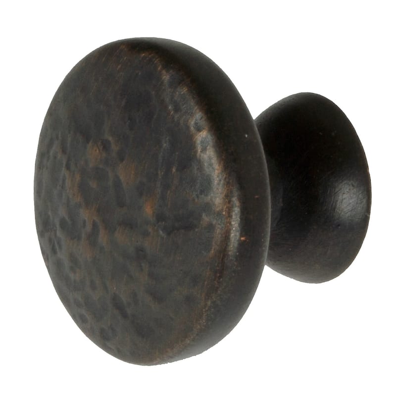 GlideRite 5-Pack 1-1/8 in. Rubbed Bronze Round Hammered Cabinet Knobs - Oil Rubbed Bronze