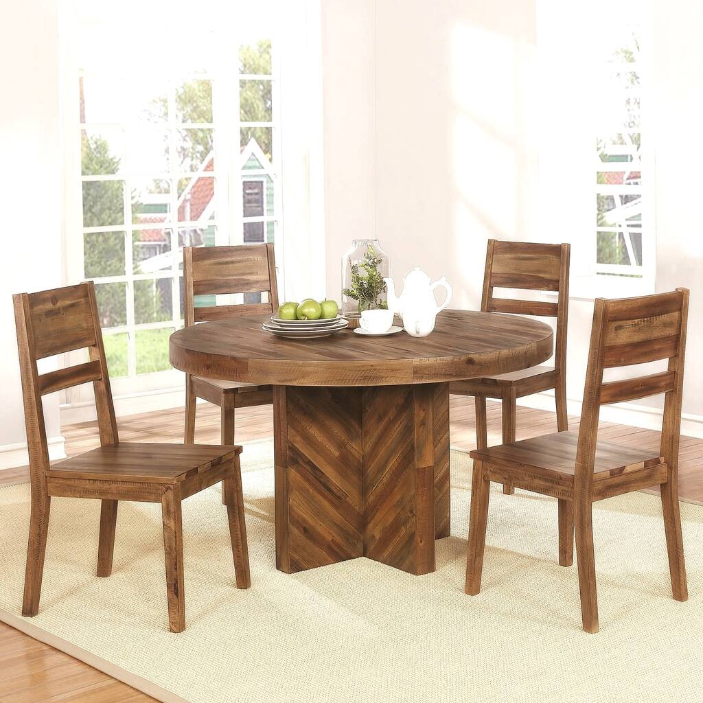 Rustic Modern Design Round 5-piece Round Dining Set